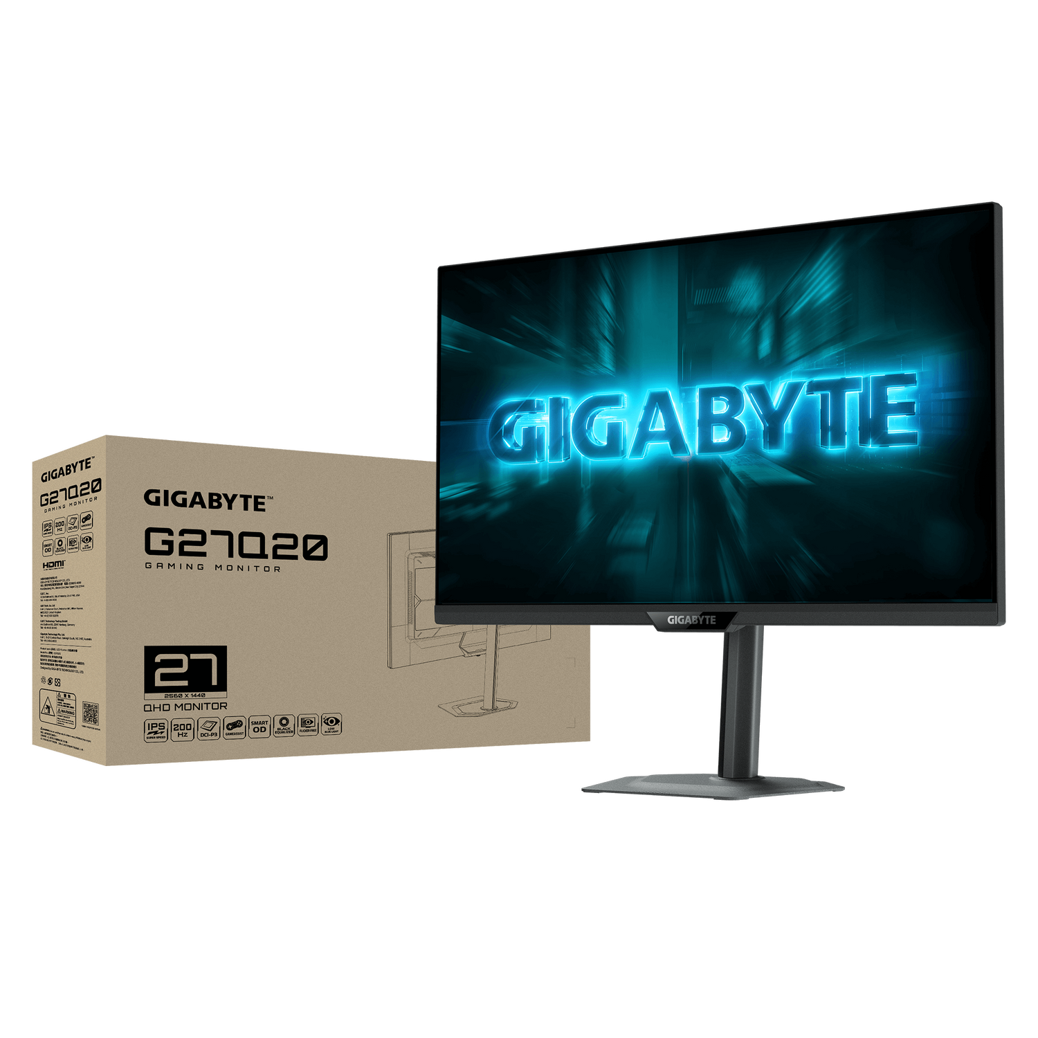 Monitor GIGABYTE G27Q20, 27", IPS, QHD, 2560x1440, HDMI, DisplayPort, G-Sync Compatible, AMD FreeSync Premium, Pivot, 210Hz, 0.5ms, Negru "G27Q20"
