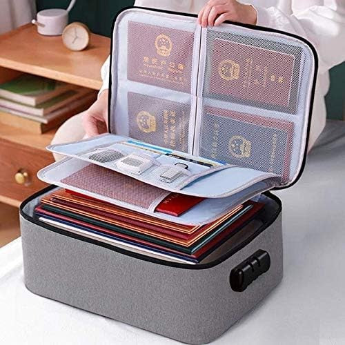 Geanta pentru Depozitare Acte si Documente, Facturi, Carduri, cu Cod de Securitate, 3 Compartimente, Impermeabila, 37 x 10.5 x 27 cm, Gri