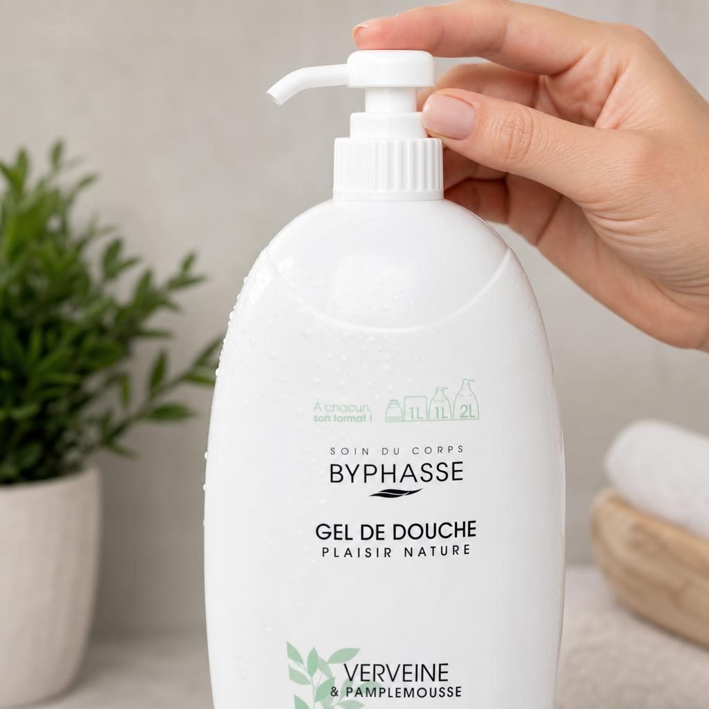 Gel de Dus, Byphasse, Plaisir Nature Verbena si Grapefruit, 2 L