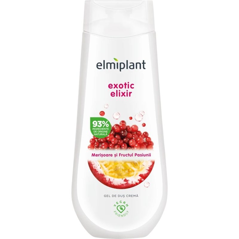 Gel de Dus, Elmiplant, Crema 400 ml Exotic Elixir Merisoare Fructul Pasiunii