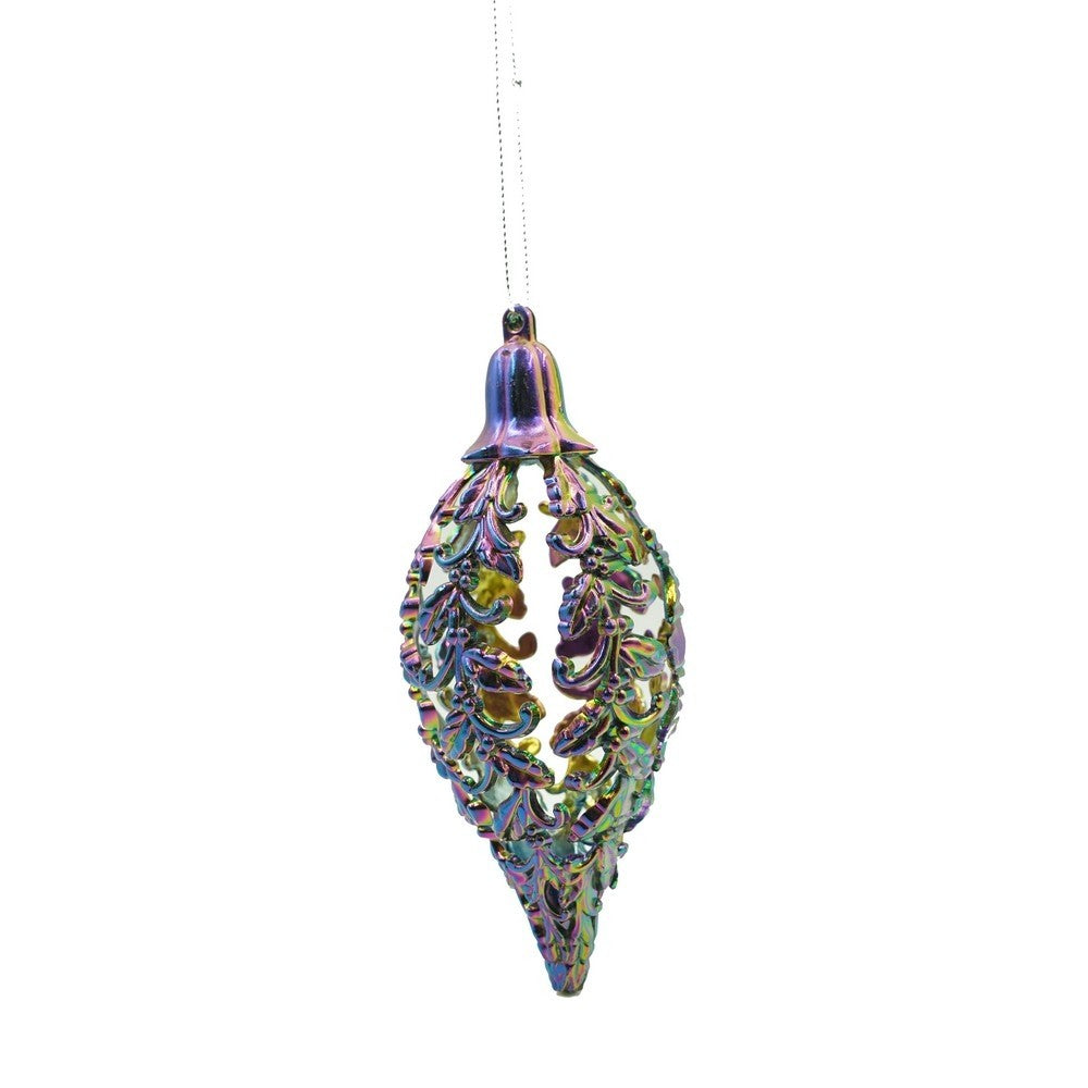 Glob de Craciun, Iridescent, in forma de Con de brad, 6 cm x 15 cm, Plastic