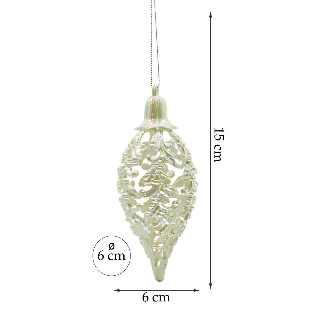 Glob de Craciun, Perlat, in forma de Con de brad, 6 cm x 15 cm, Plastic