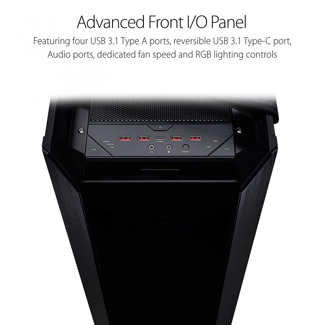 CARCASA ASUS Middle Tower, E-ATX, "ROG Strix Helios", fara sursa, sticla securizata, fan x 4, USB 3.1 gen1x4, USB 3.1 gen 2 Type-Cx1, Jack 3.5 mmx2,negru, "GX601 RS HELIOS"