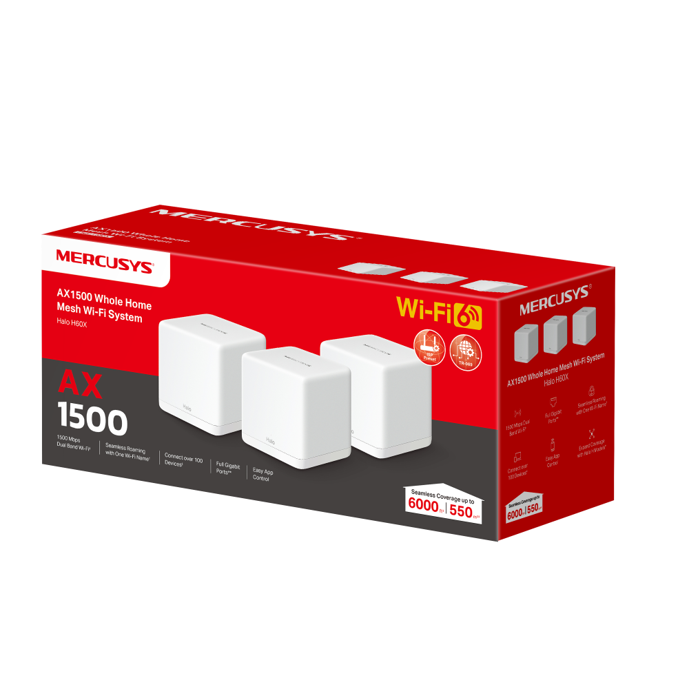 MERCUSYS HALO H60X WHOLE MESH WIFI6 3PK "HALO H60X(3-PACK)"