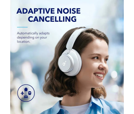 Casti Anker "Over-Ear", utilizare multimedia, Bluetooth 5.3, AUX, Noise cancelling, ANC, 2 x mic, durata baterie pana la 50 ore, negru, USB-C, Soundcore Space Q45, "A3040G21" (timbru verde 0.18 lei) - 0194644107567