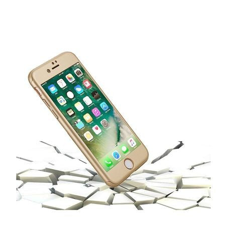 Husa Apple iPhone 8 IPAKY Full Cover 360 Auriu + Folie Cadou