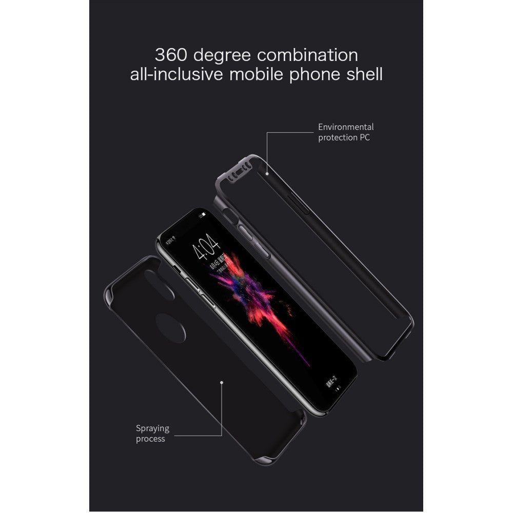 Set Husa si Folie de Protectie, Compatibila cu Apple iPhone X, Full Cover 360°, Plastic + Sticla, Argintiu