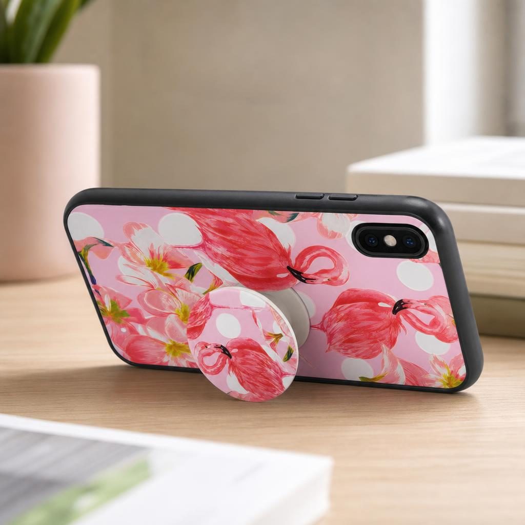 Husa Apple iPhone XS Max Multicolor Model Flamingo Popsocket inclus