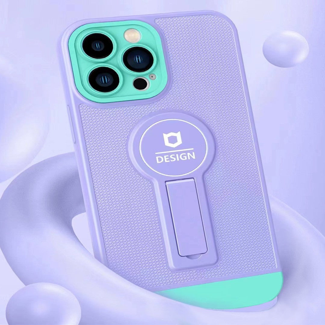 Husa Armor Design cu Stand pentru Samsung S21 FE Mov/Albastru, Suport Auto Magnetic, Protectie Antisoc