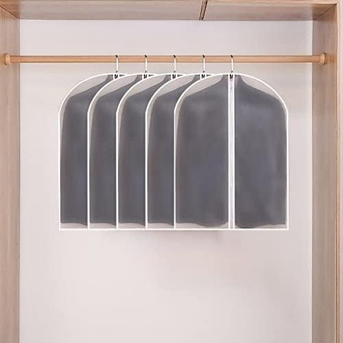Set 5 Huse de Depozitare cu Fermoar, pentru Haine, de Protectie, pentru Voiaj, Netesut, Rezistent la Praf, 60x80 cm, Transparent-Alb