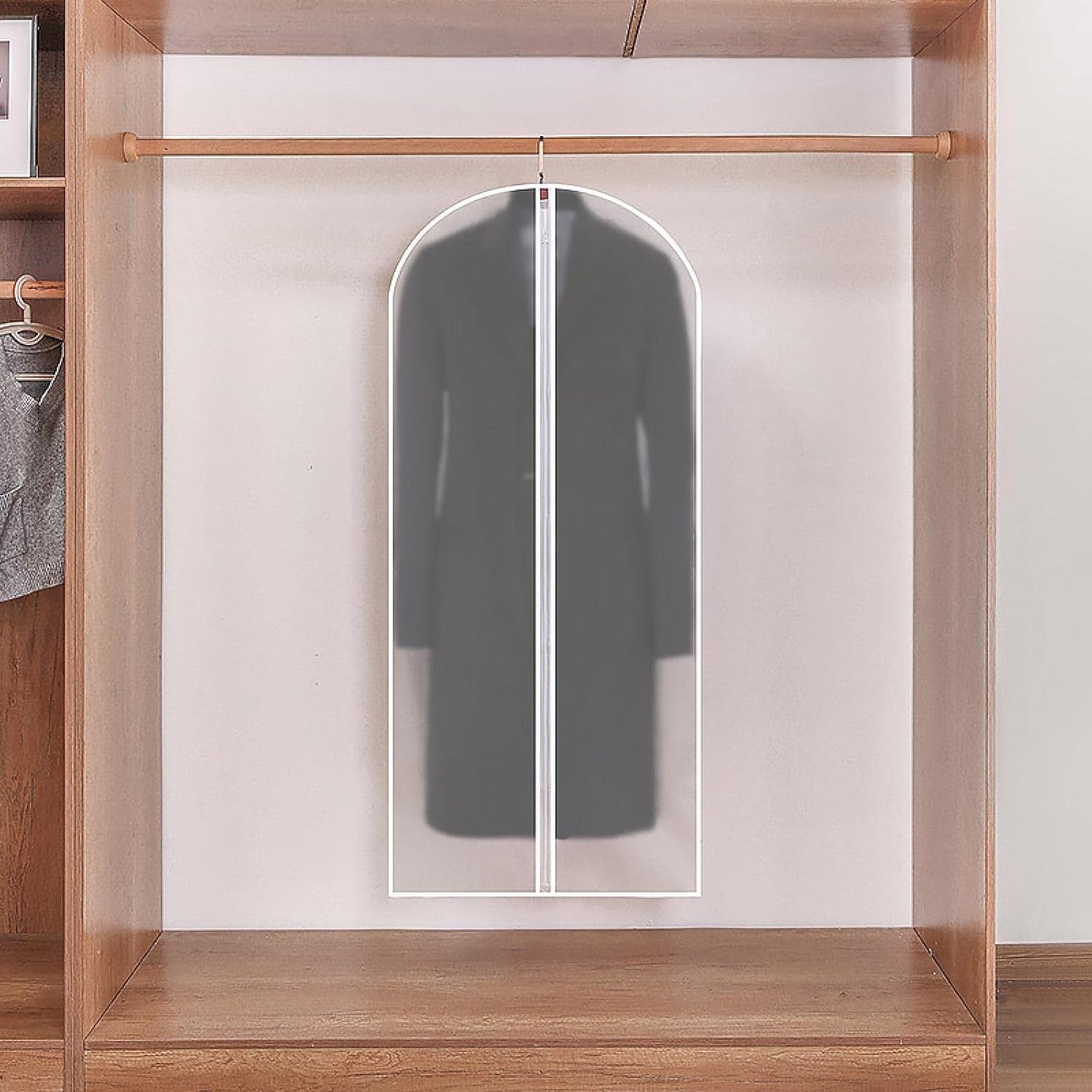 Set 5 Husa de Depozitare cu Fermoar, pentru Haine, de Protectie, pentru Voiaj, Netesut, Rezistent la Praf, 60x140 cm, Transparent-Alb