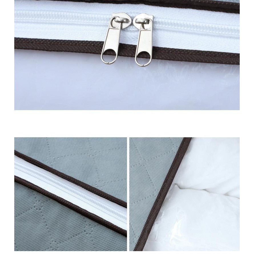 Husa de Depozitare, Intrebuintare Multipla, Pliabila, cu Fermoar Bidirectional si Fereastra Deasupra Transparenta, Manere Laterale, Lavabila, 65x45x15 cm, Gri