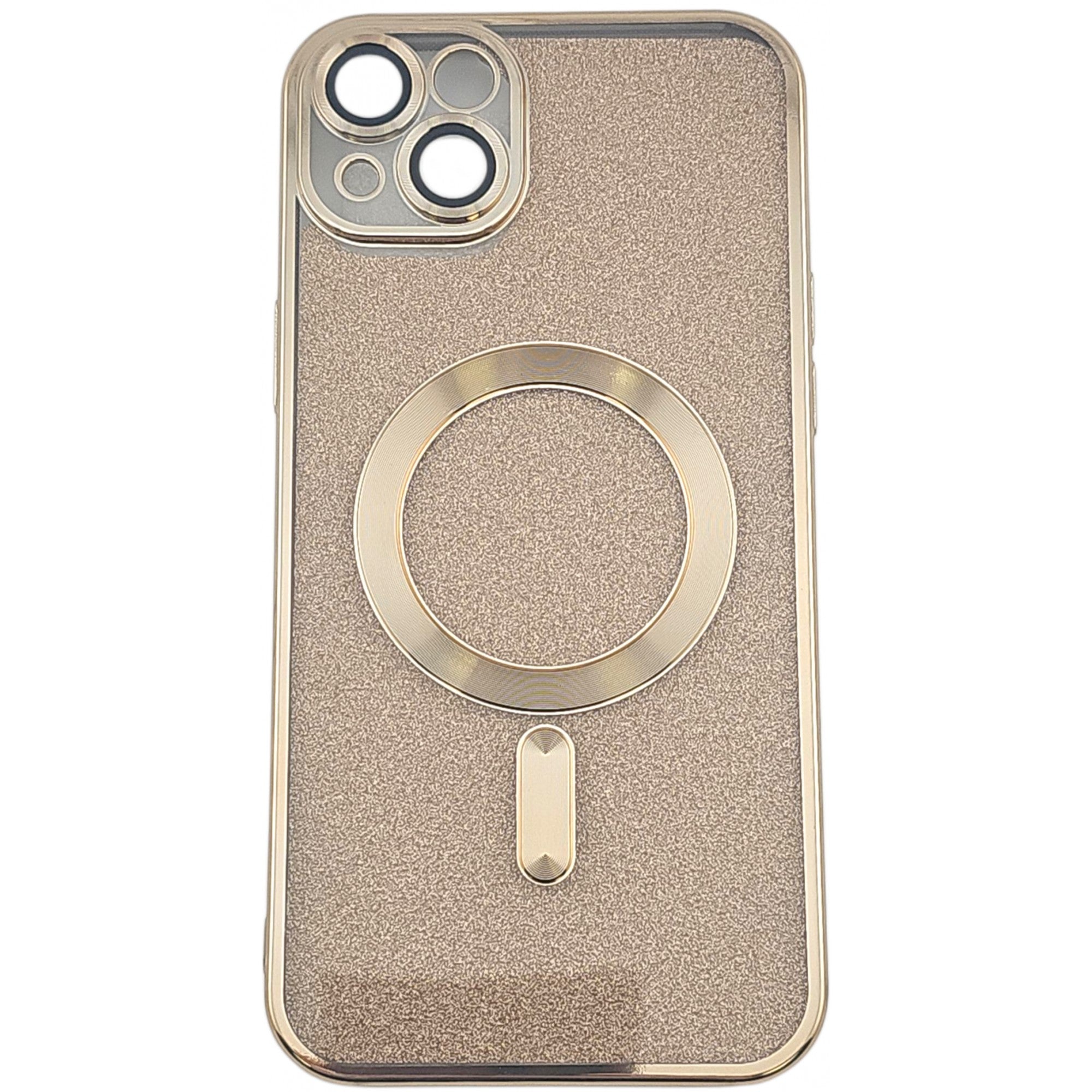Husa de Protectie 2 in 1, pentru Apple iPhone 14 Plus, Compatibila MagSafe, Magnetica, cu Protectie Lentila, din TPU, Auriu