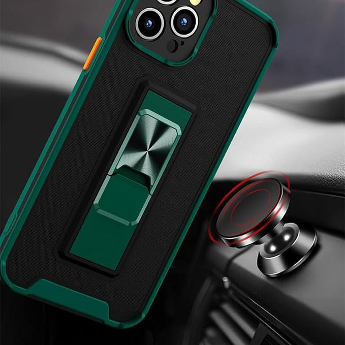 Husa Telefon, Flippy, Compatibila Apple iPhone 13 Mini, Carcasa Defender Sergeant Brave, Magnetic, cu Suport, Verde Inchis