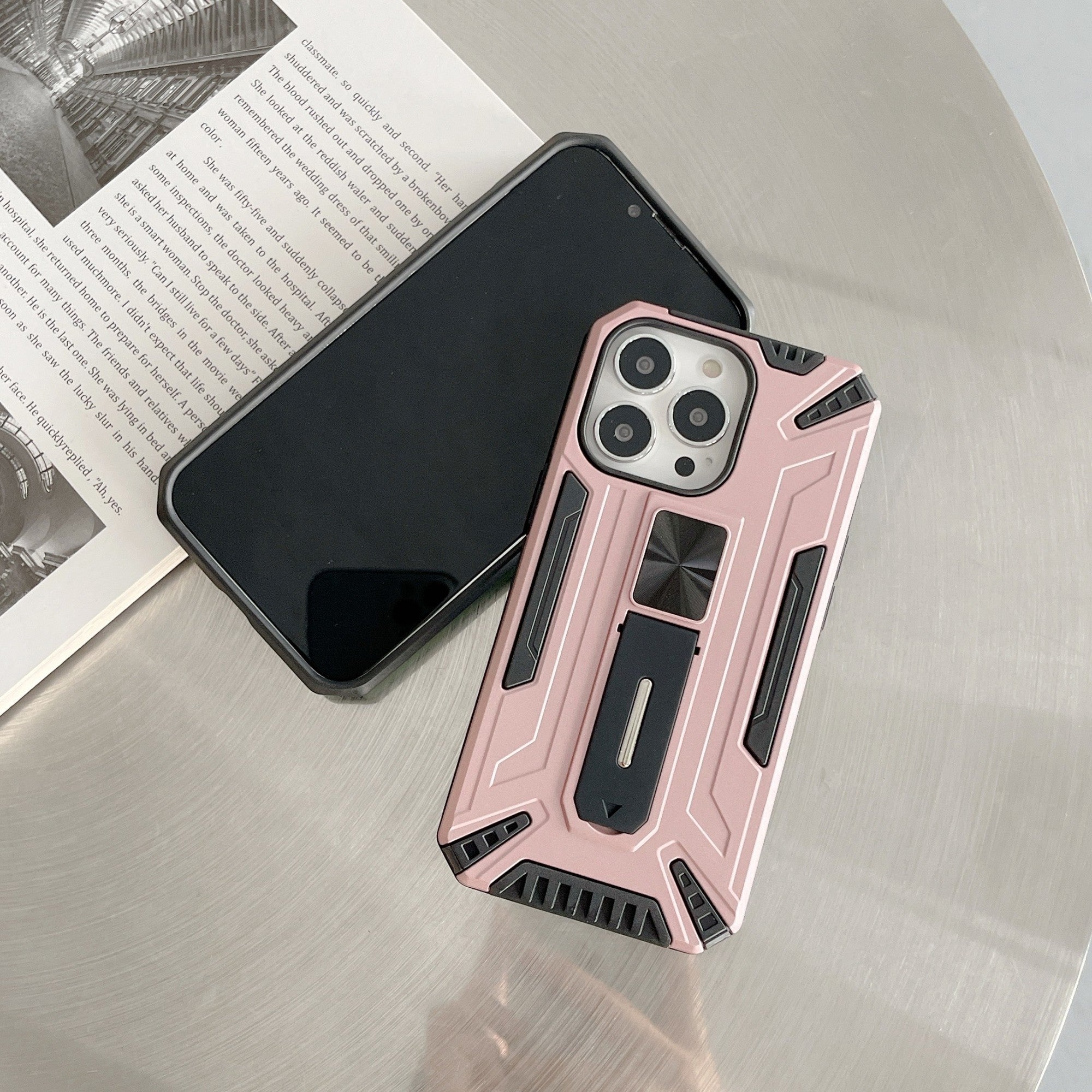 Husa de protectie Flippy pentru Apple iPhone 13 Pro Max Defender Sergeant Brave cu suport,Roz Auriu