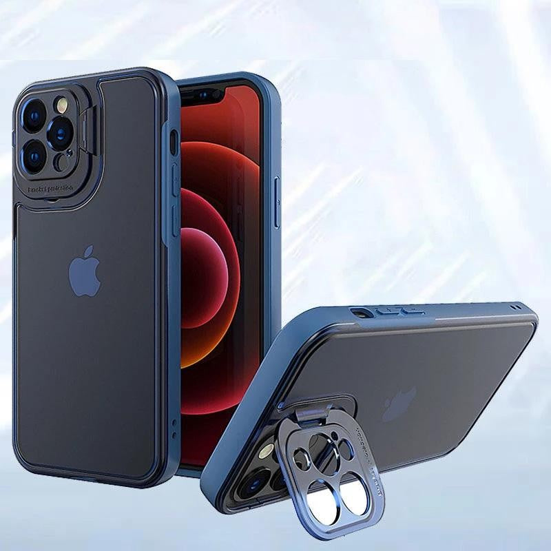 Husa de protectie pentru Apple iPhone 14 Pro Max, Bracket series cu suport si protectie pentru camera, Albastru