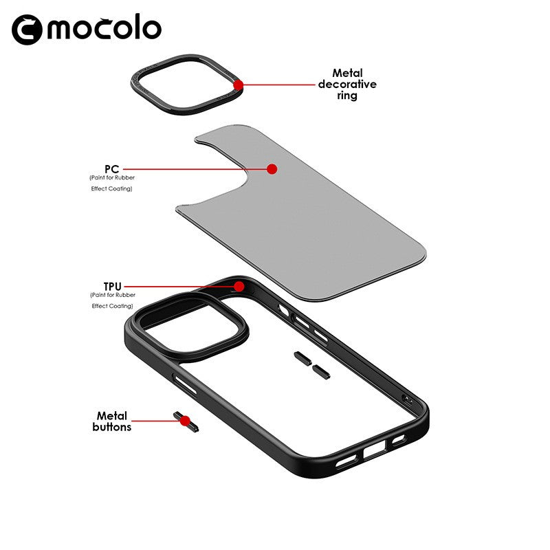 Husa de protectie pentru iPhone 14 Pro, cu suport metalic pentru camera, Bracket Series, Protectie Antisoc, PC mat, silicon moale pe margini, Negru