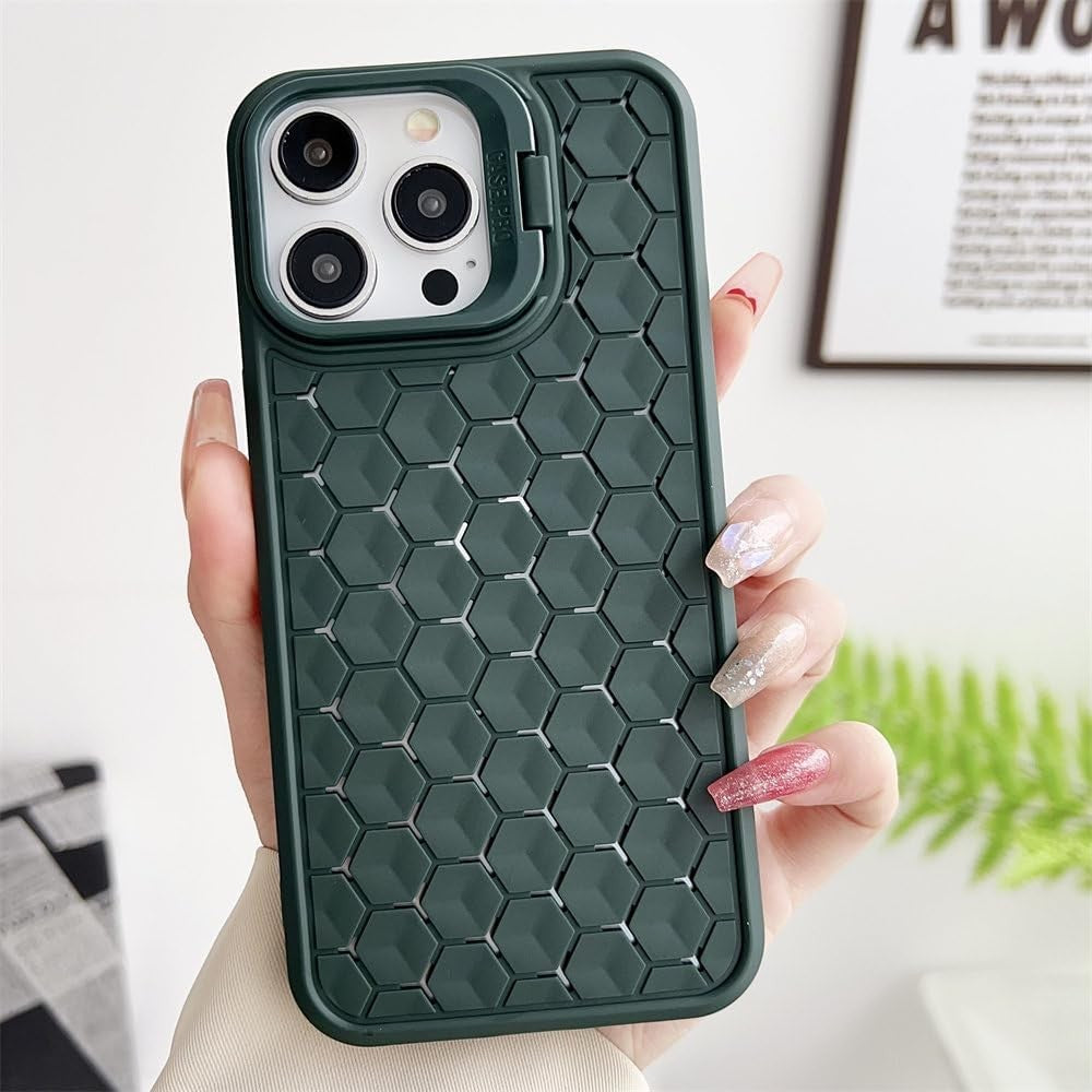 Husa de Protectie TPU, pentru Apple iPhone 15 Pro, 3D Cube, cu Inel, Protectie Camera, Antisoc, Antizgariere, Antialunecare, Acoperire Completa, Verde