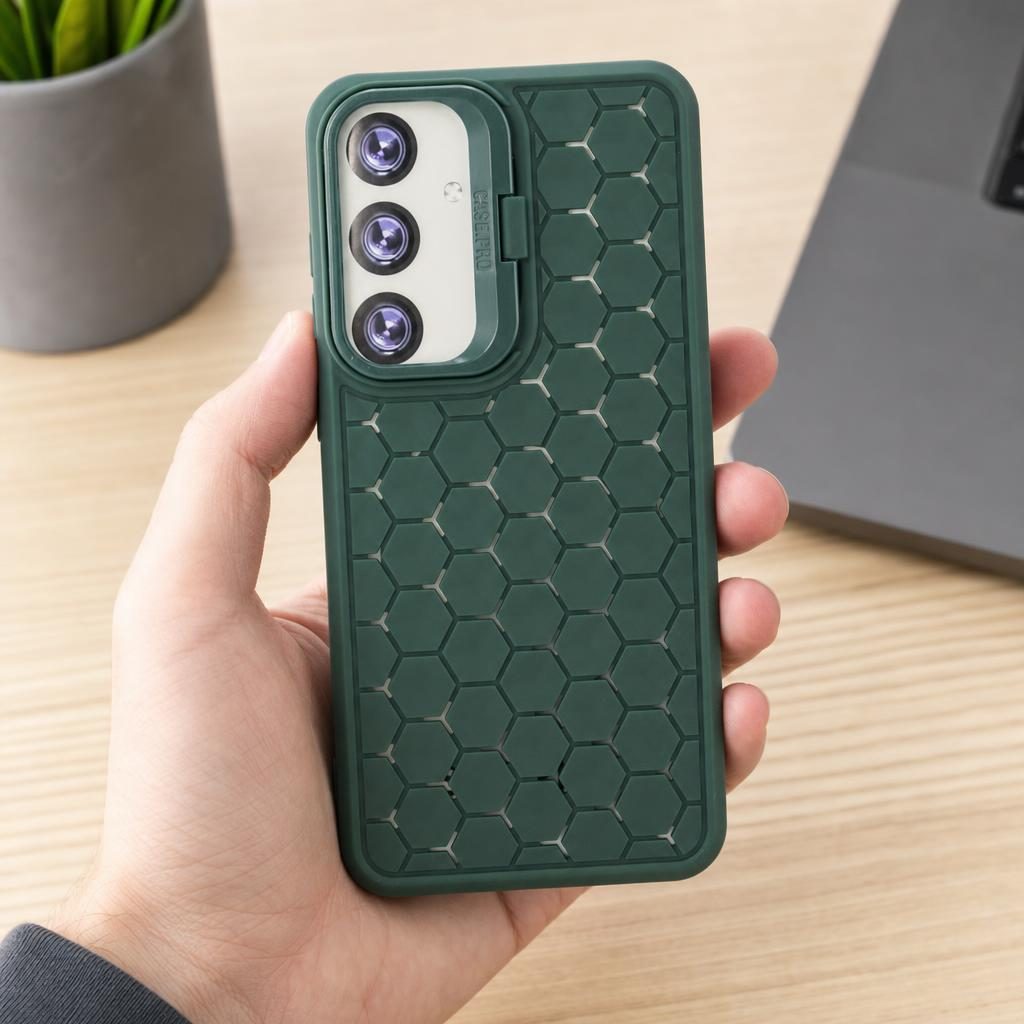 Husa de Protectie TPU, pentru Samsung Galaxy S24, 3D Cube, cu Inel, Protectie Camera, Antisoc, Antizgariere, Antialunecare, Acoperire Completa, Verde