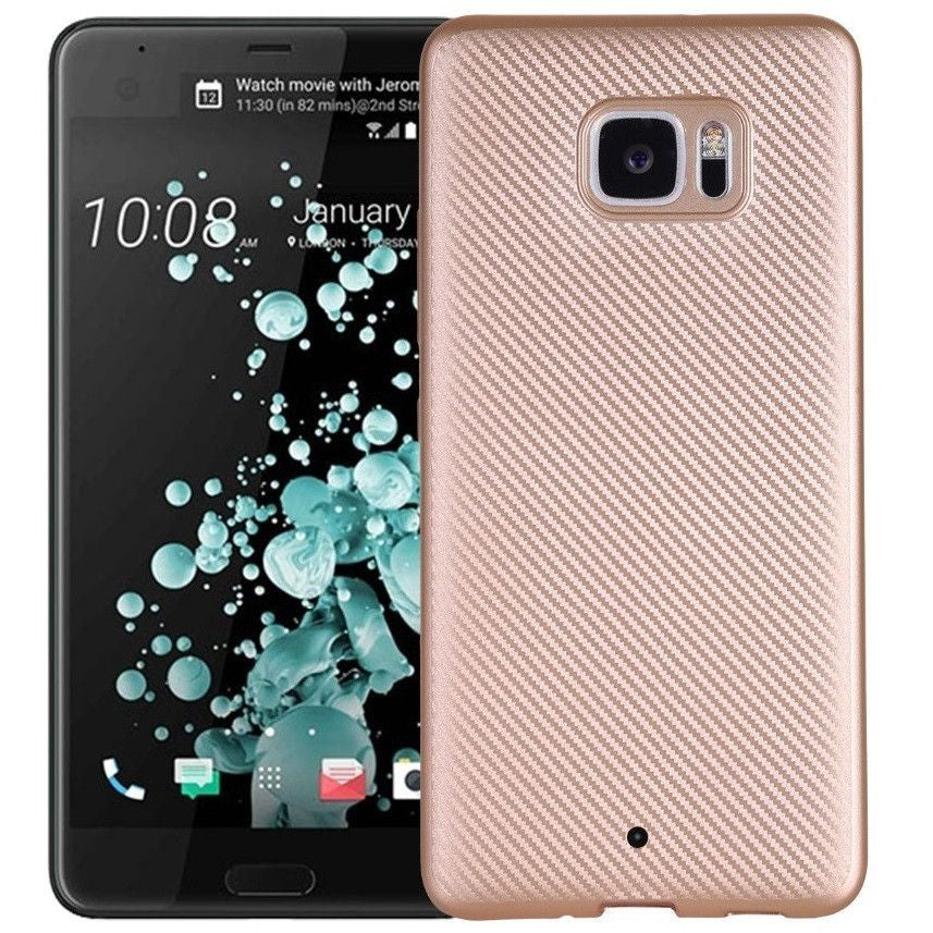 Husa HTC U Ultra i-Zore Carbon Fiber Auriu