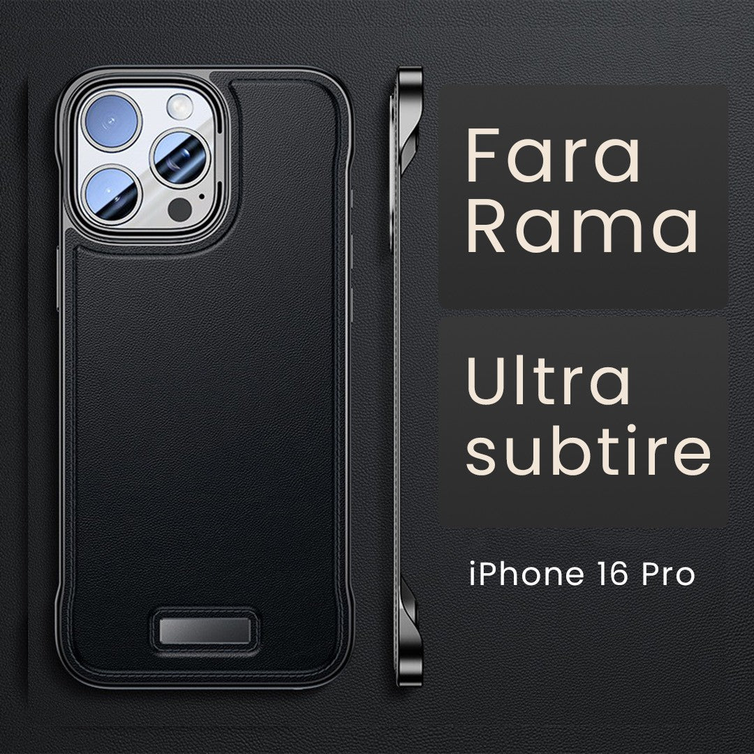 Husa pentru iPhone 16 Pro, husa de protectie pentru telefon, Flippy, Design Modern fara margini, din Piele PU, Subtire, Negru