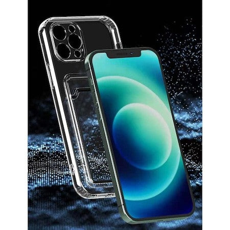 Husa protectie cu suport card compatibila cu Apple iPhone 12 Transparent