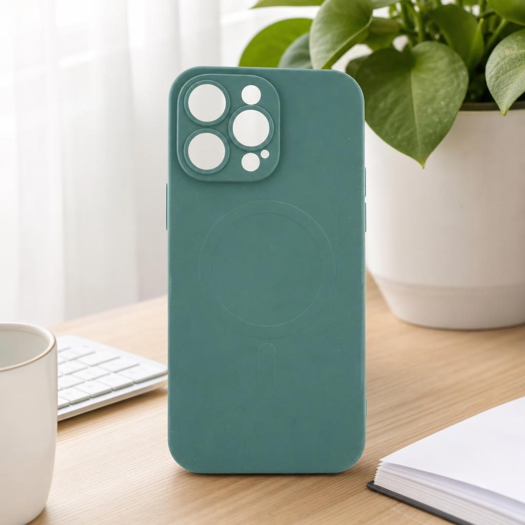 Husa Protectie, Husa de Protectie Compatibila cu iPhone 14 Pro Max, Liquid MagSafe, Ring-Shaped, Magnetica, Verde