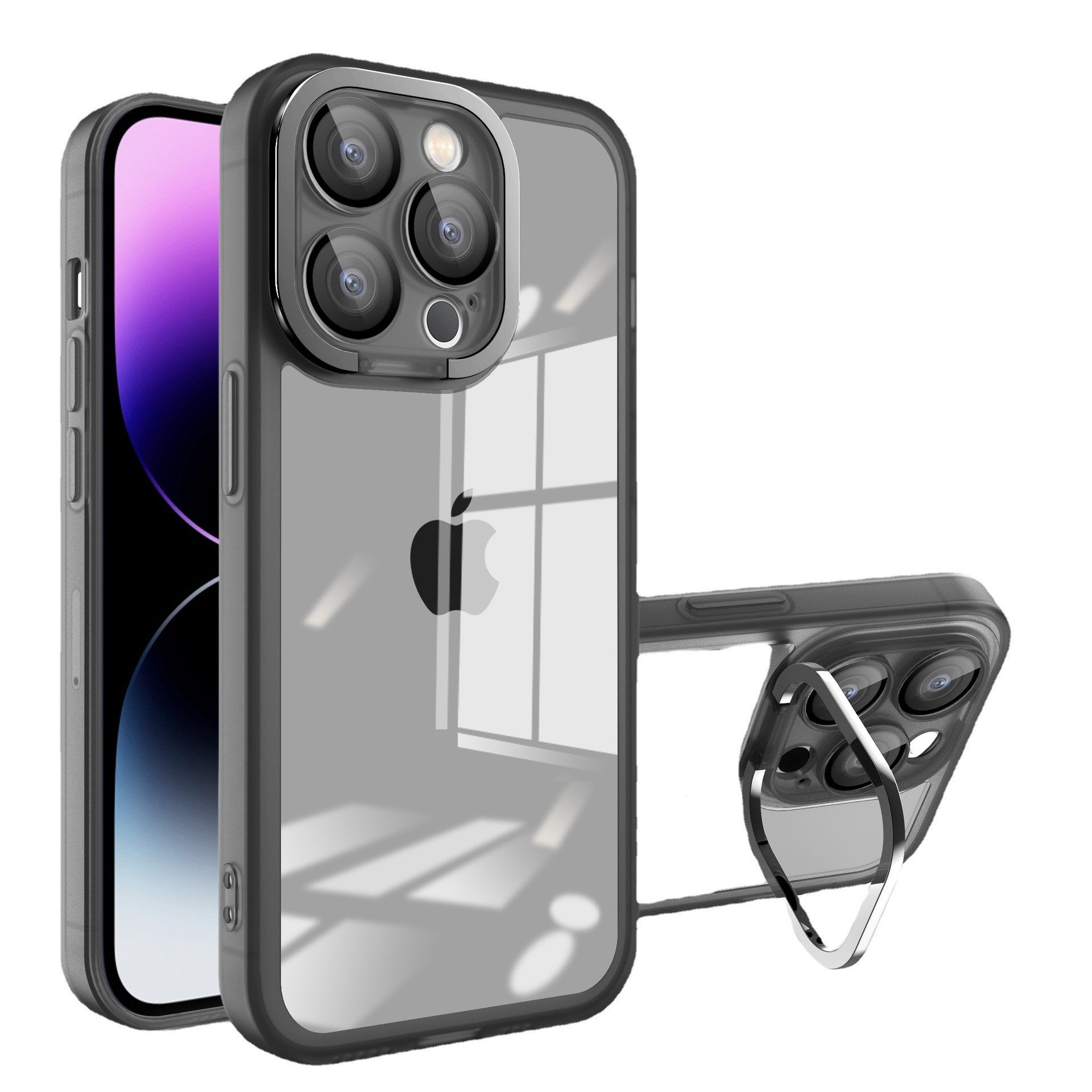 Husa protectie Flippy pentru Samsung A14 4G Electroplated cu suport pentru camera, 1.5 mm grosime, protectie camera, Negru