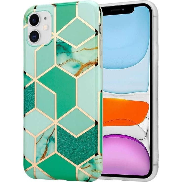 Husa protectie pentru Samsung S10E Soft IMD TPU Marble Geometric Verde
