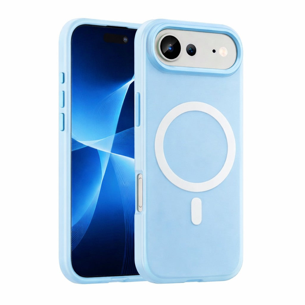Husa Telefon Jelly Magnetic 2in1, Flippy, Compatibila cu Apple iPhone 17 Air, din PC+TPU, Magsafe, Finisaj Mat, Albastru Deschis