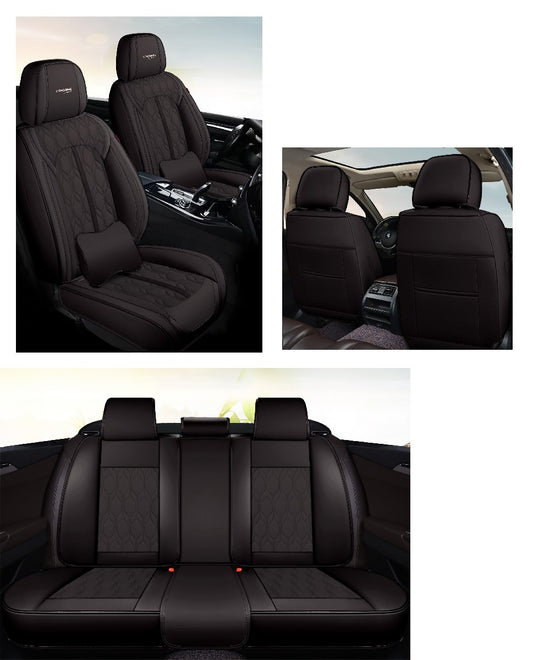 Huse auto premium 5 locuri Carguard Deluxe piele ecologica perforata - negru