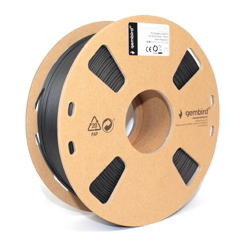 FILAMENT GEMBIRD pt. imprimanta 3d, PLA, 1.75mm diamentru, 1Kg / bobina, aprox. 330m, topire 190-220 grC, black, "3DP-PLA1.75-01-BK"