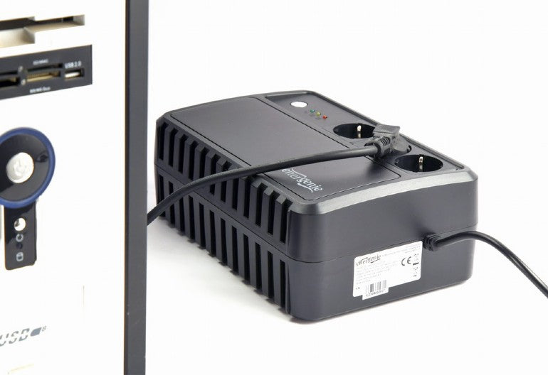 UPS GEMBIRD, Line Int. , brick, 800VA/480W, AVR, Schuko x 3, 1 x baterie 12V/8Ah, LED, back-up 1 - 10 min., montabil pe perete, "EG-UPS-3SDT800-01"