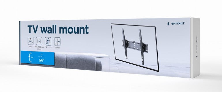 SUPORT de perete GEMBIRD, pt 1 TV/monitor, diag. max 32" - 55", inclinare, max 40 kg, "WM-55T-02"