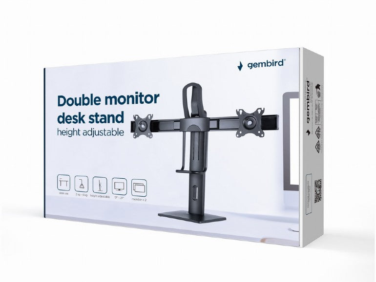 SUPORT de birou Gembird, pt 2 TV/monitor plat, diag. max 17-27 inch, rotatie, inclinare, pivotare, max 6 kg, inaltime 245-400mm, "MS-D2-01"