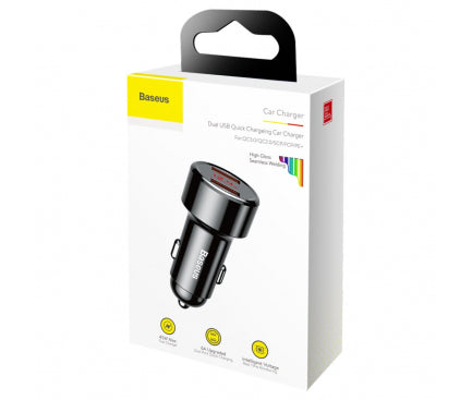 INCARCATOR auto Baseus Magic Series, pt. bricheta auto, digital display, 1 x USB max. 3A si 1 x USB Type-C max 5V/3A, total output 45W, black "CCMLC20A-01" - 6953156293212