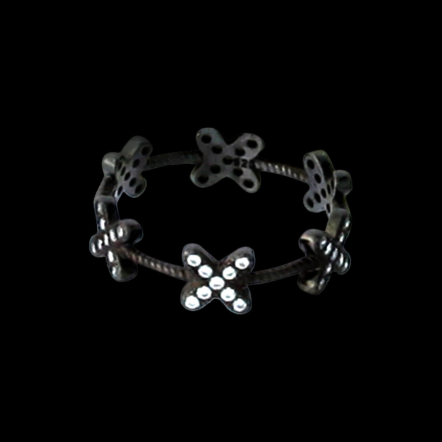 Inel circular din Argint 925 cu zirconii, placat cu rodiu negru, marimea 51