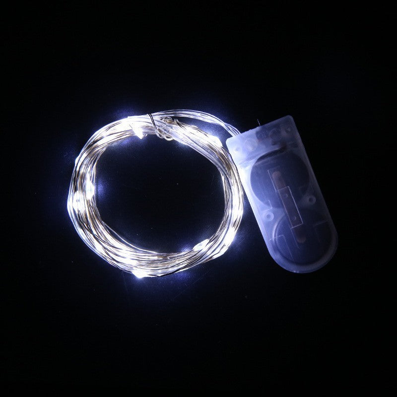 Instalatie Craciun, 1 metru, 10 LED-uri, Alb Rece, cu baterii, fir cupru, liniar, interior/exterior