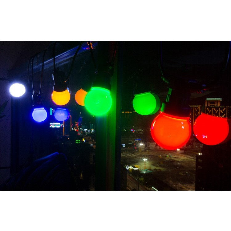 Instalatie Craciun, 5 metri, 15 Becuri LED rotunde, pentru exterior cu incarcare la sursa de curent si telecomanda cu 8 functii