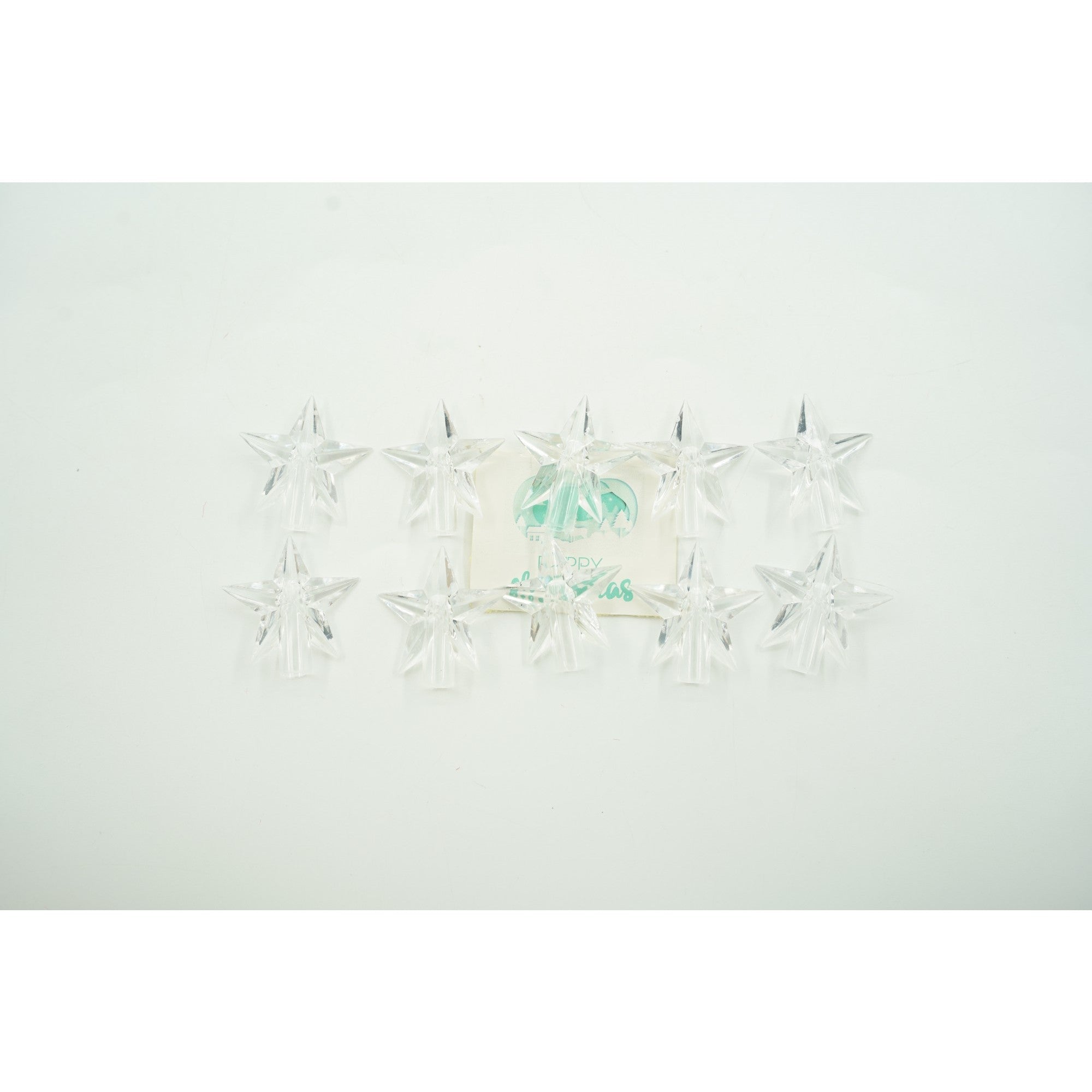 Instalatie Craciun cu ornamente stea, 3 m, 30 LED-uri, Alb Cald, Baterii, Fir Transparent, Flippy