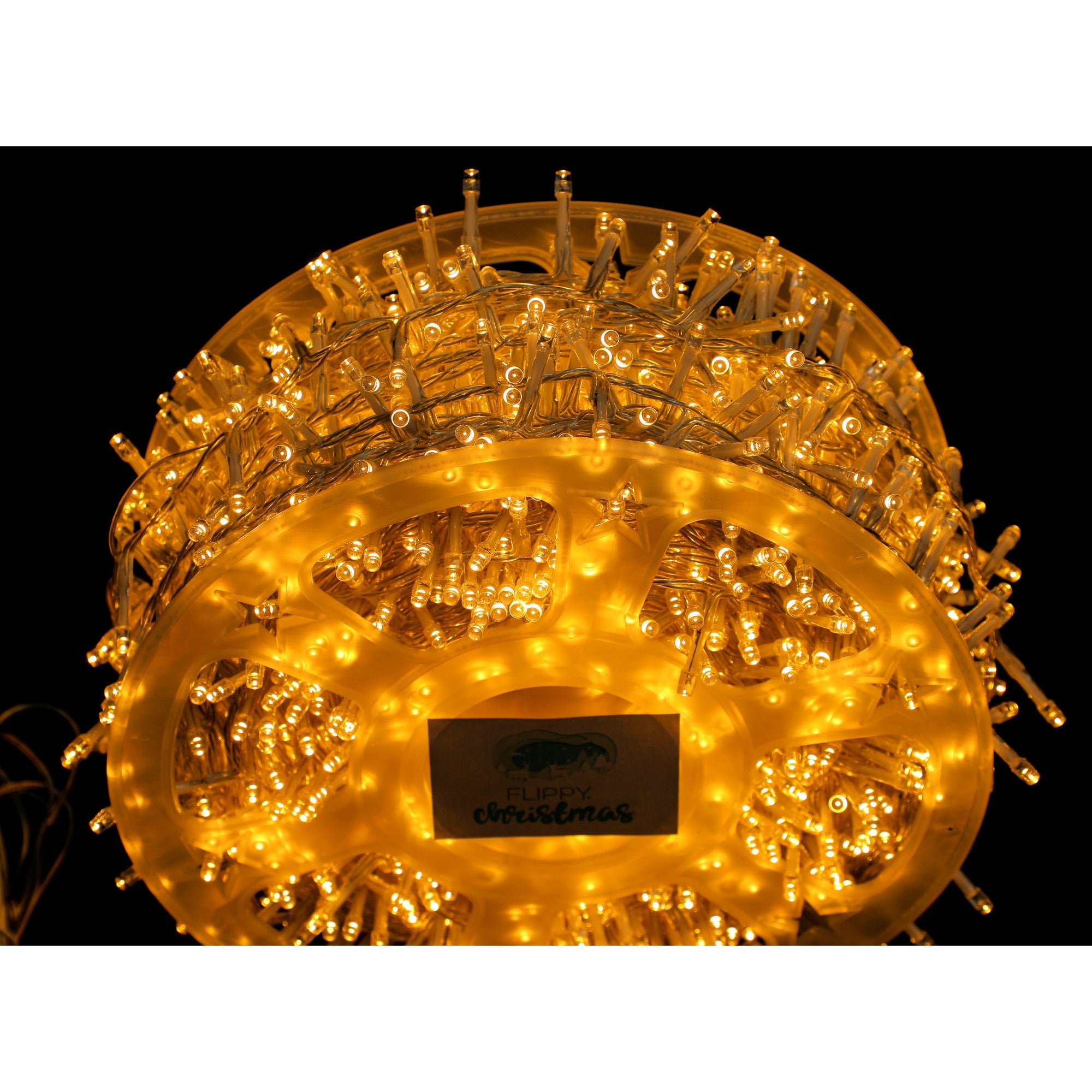 Instalatie Craciun liniara, fir transparent, cu transformator, 50m, alb cald, 2000 LED-uri, 8 jocuri de lumini