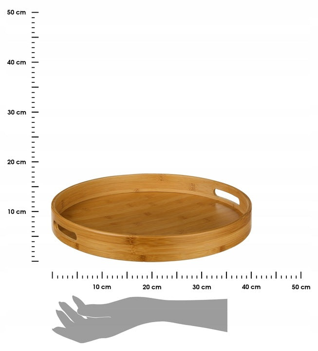 Tava servire rotunda 5Five din bambus si MDF, diametru 40 cm, maro natur