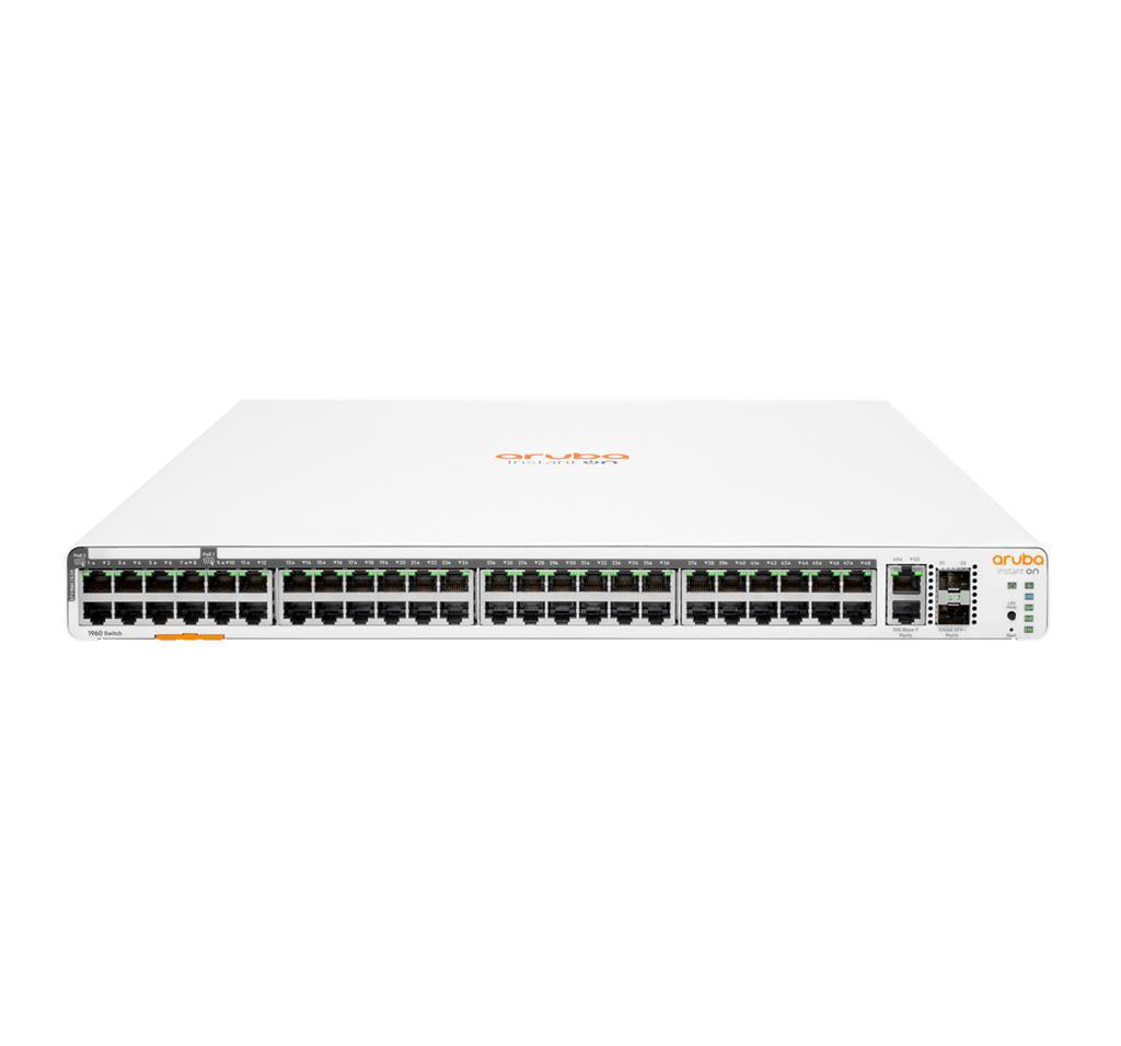 Hewlett Packard Enterprise Aruba Instant On 1960 48G 40p Class4 8p Class6 PoE 2XGT 2SFP+ 600W Managed L2+ Gigabit Ethernet (PoE) 1U White, "JL809A"