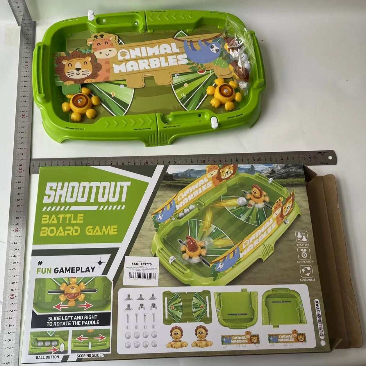 Joc de Masa Interactiv Lion Battle pentru Copii, 4 Mingi, Tabela Scor, 40.7x27x14 cm, Verde