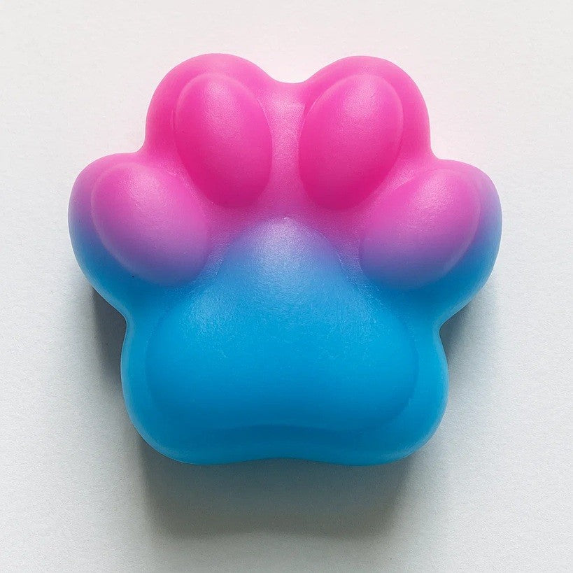 Jucarie Antistres Squishy, Flippy, cu Revenire Lenta, Labuta de Pisica Pufoasa, 7.5 cm, Ambalaj Transparent, Model 270512, Albastru/Roz