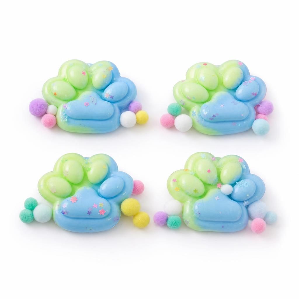 Jucarie Antistres Squishy, cu Revenire Lenta, Labuta de Pisica Pufoasa, 7.5 cm, Ambalaj Transparent, Model 27059, Multicolor