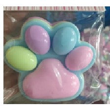 Jucarie Antistres Squishy, cu Revenire Lenta, Labuta de Pisica Pufoasa, 8.5 x 7.5 cm, Ambalaj Transparent, Albastru Roz deschis