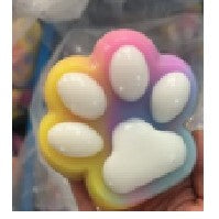 Jucarie Antistres Squishy, cu Revenire Lenta, Labuta de Pisica Pufoasa, 8.5 x 7.5 cm, Ambalaj Transparent, Multicolor Alb