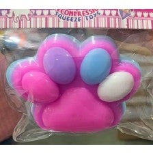 Jucarie Antistres Squishy, cu Revenire Lenta, Labuta de Pisica Pufoasa, 8.5 x 7.5 cm, Ambalaj Transparent, Roz Albastru deschis