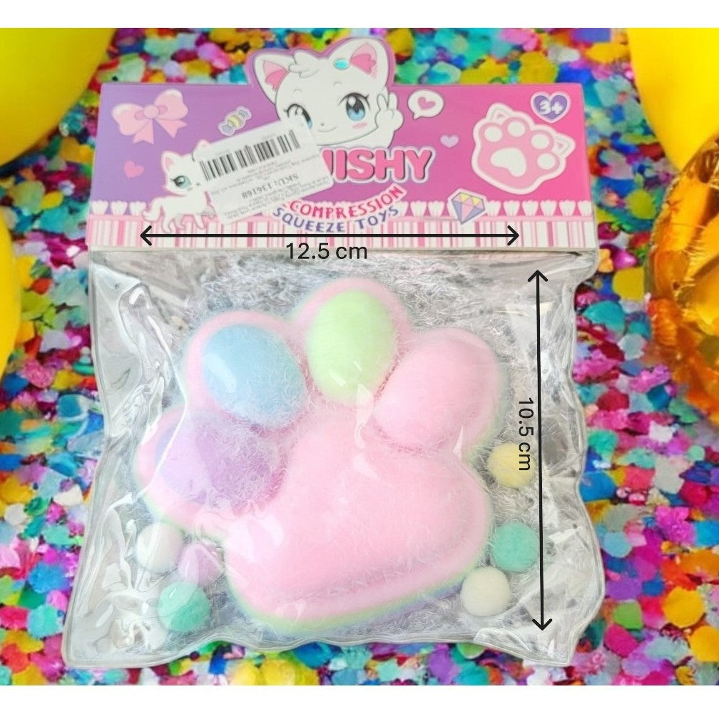 Jucarie Antistres Squishy, Flippy, cu Revenire Lenta, Model Labuta de Pisica, 220g, 12.5 x 10.5 cm Squeeze Pinch Family, Ambalaj Transparent, Model 2